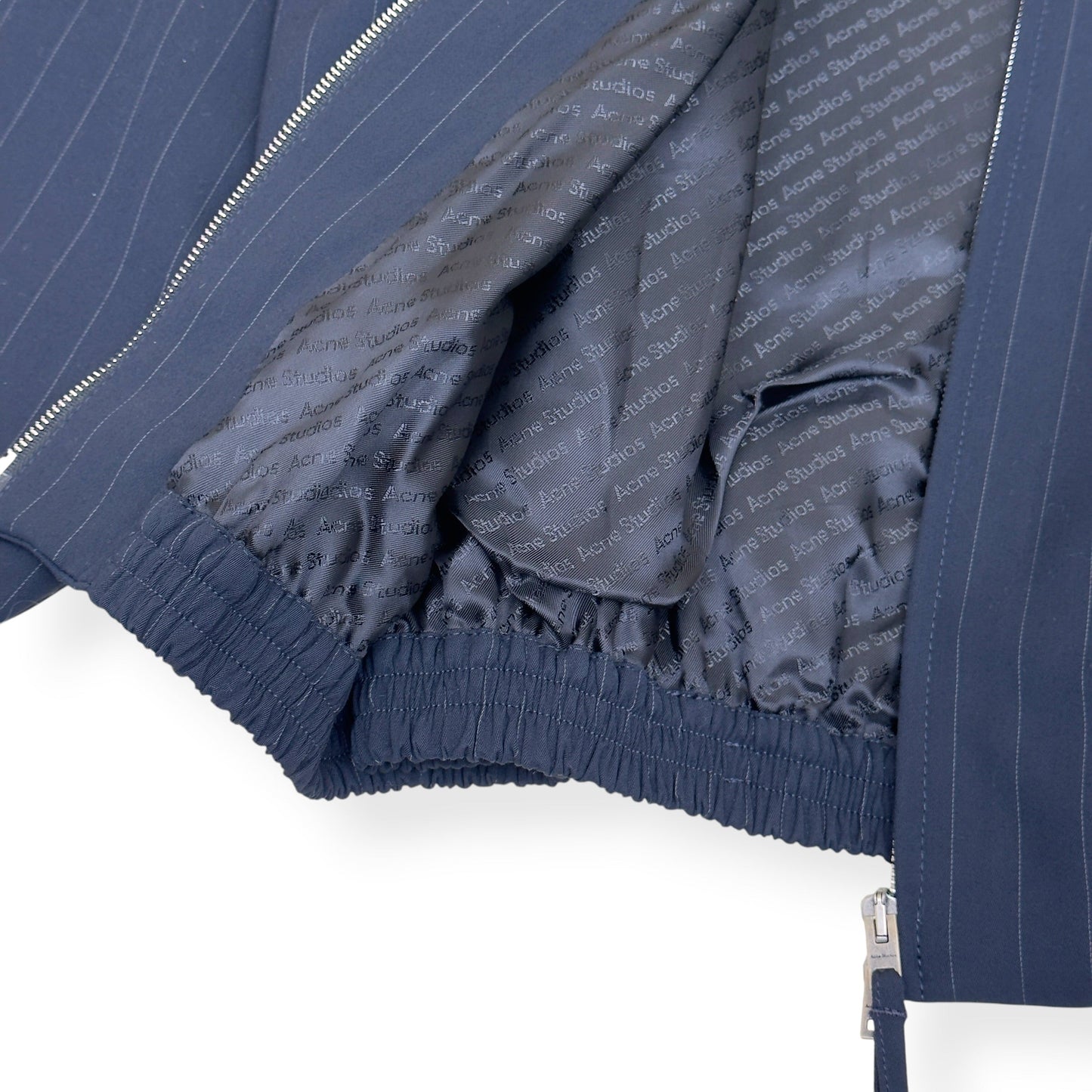 ACNE STUDIOS PINSTRIPE ZIP JACKET NAVY 50 / M | Medium, Navy