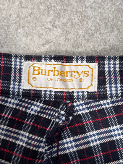 Burberry Navy Micro Nova Check Highwaisted Trousers