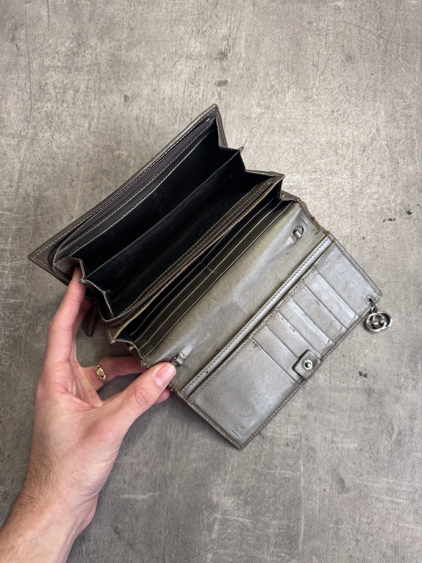 Gucci GG Monogram Bronze Imprime Continental Zip Purse