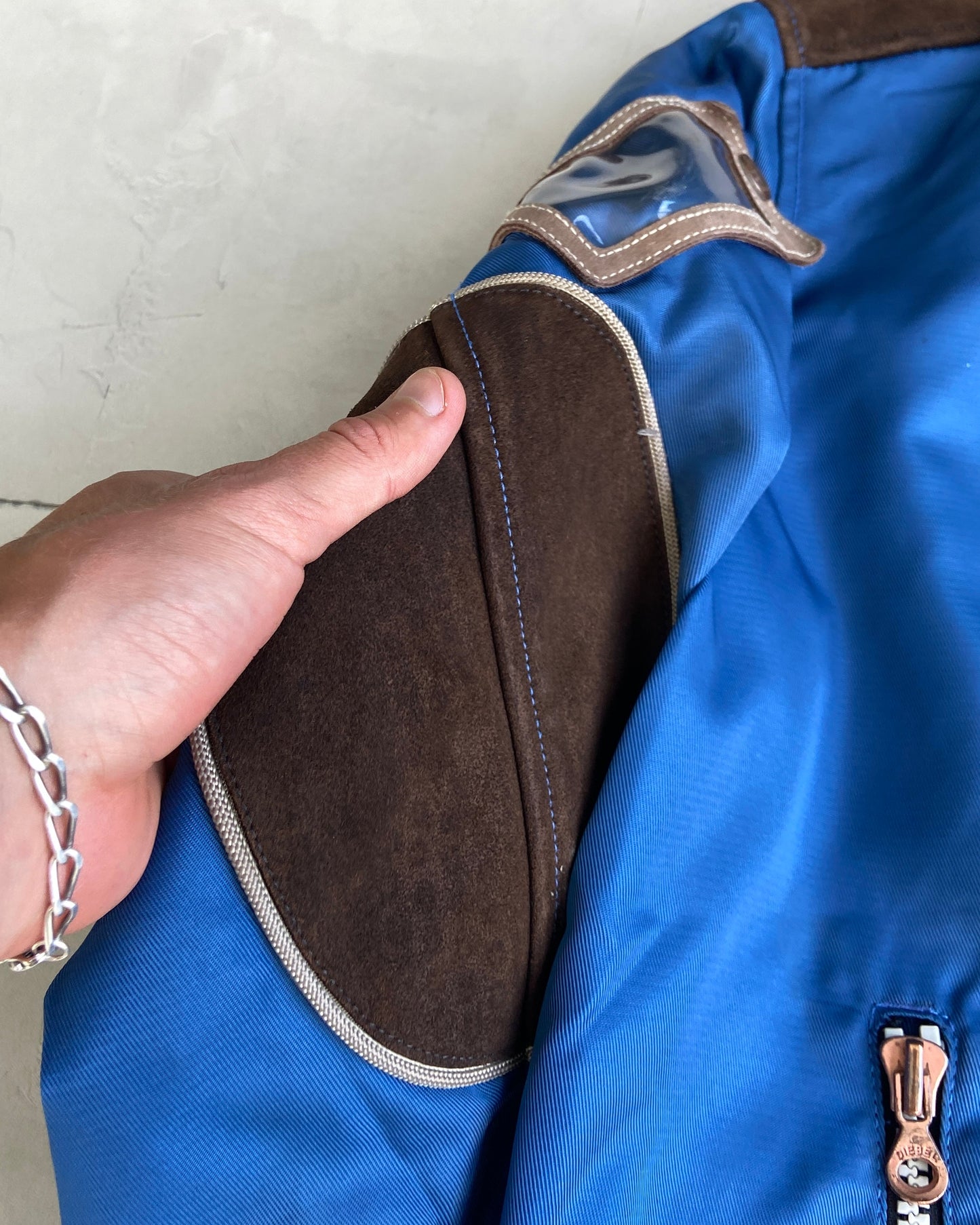 DIESEL 2000'S NYLON & SUEDE PATCH JACKET - M/L