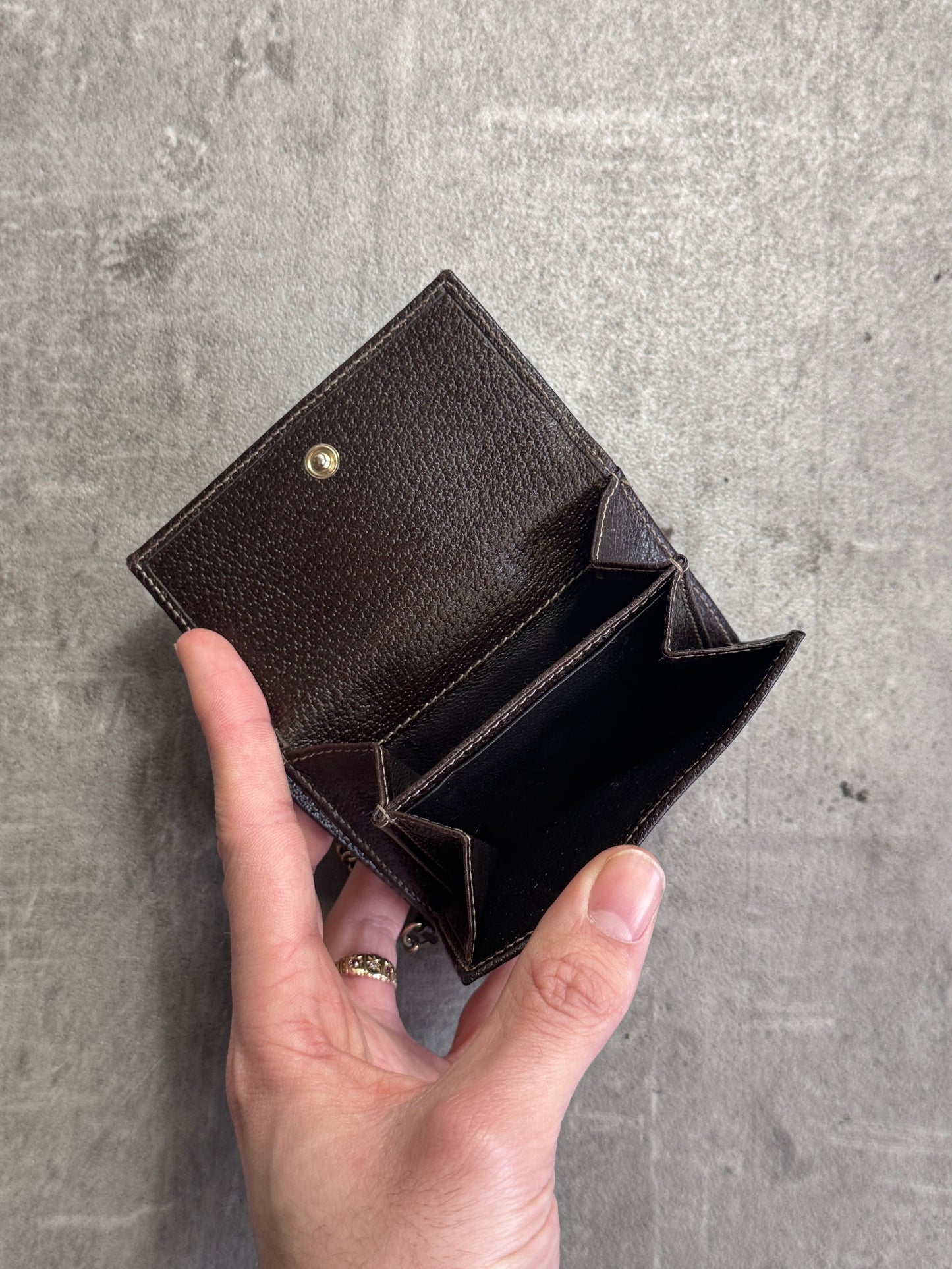 Gucci GG Gold Boot Charm Beige Monogram Canvas Purse