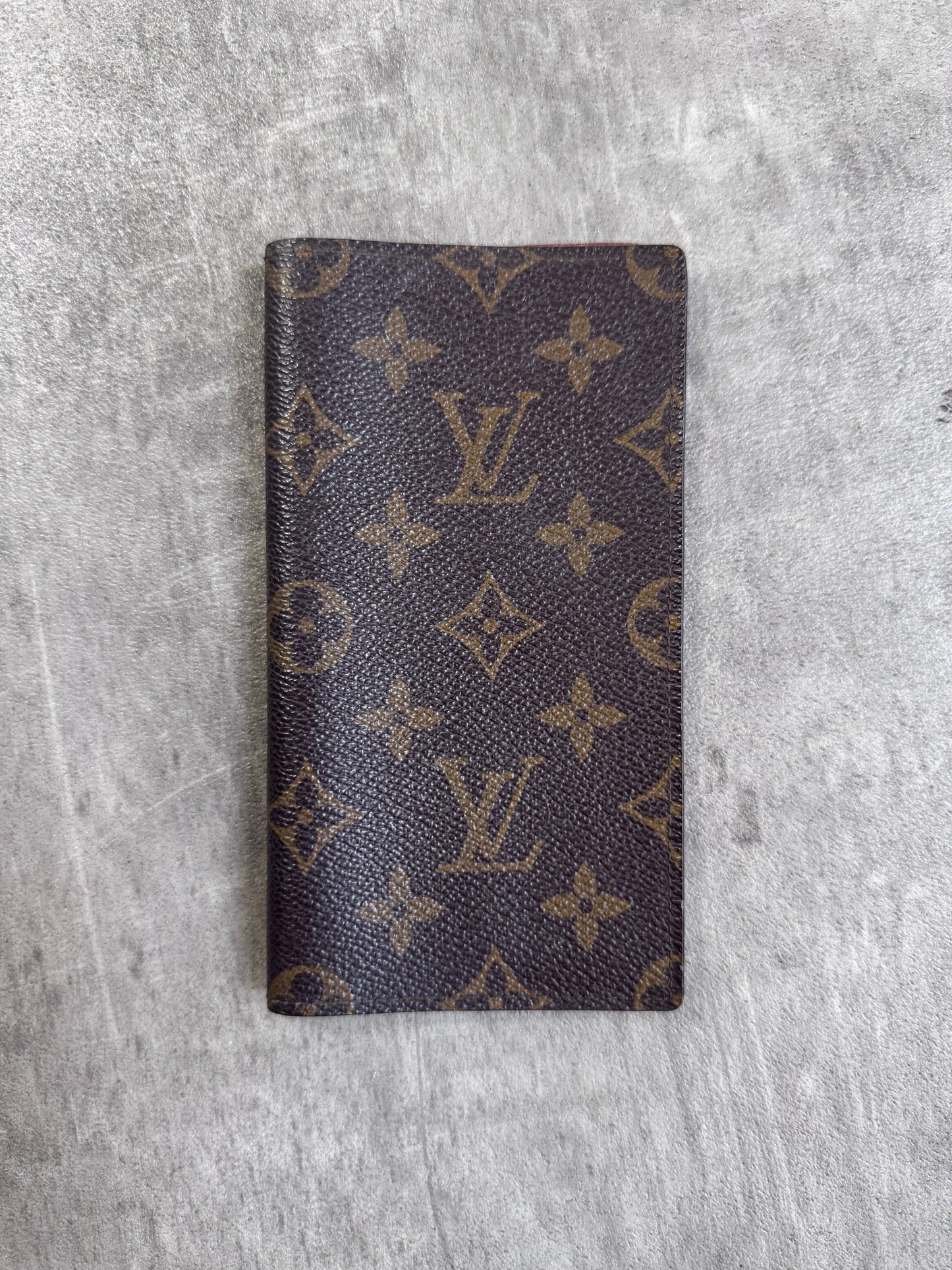 Louis Vuitton Brown Leather LV Monogram Long Wallet