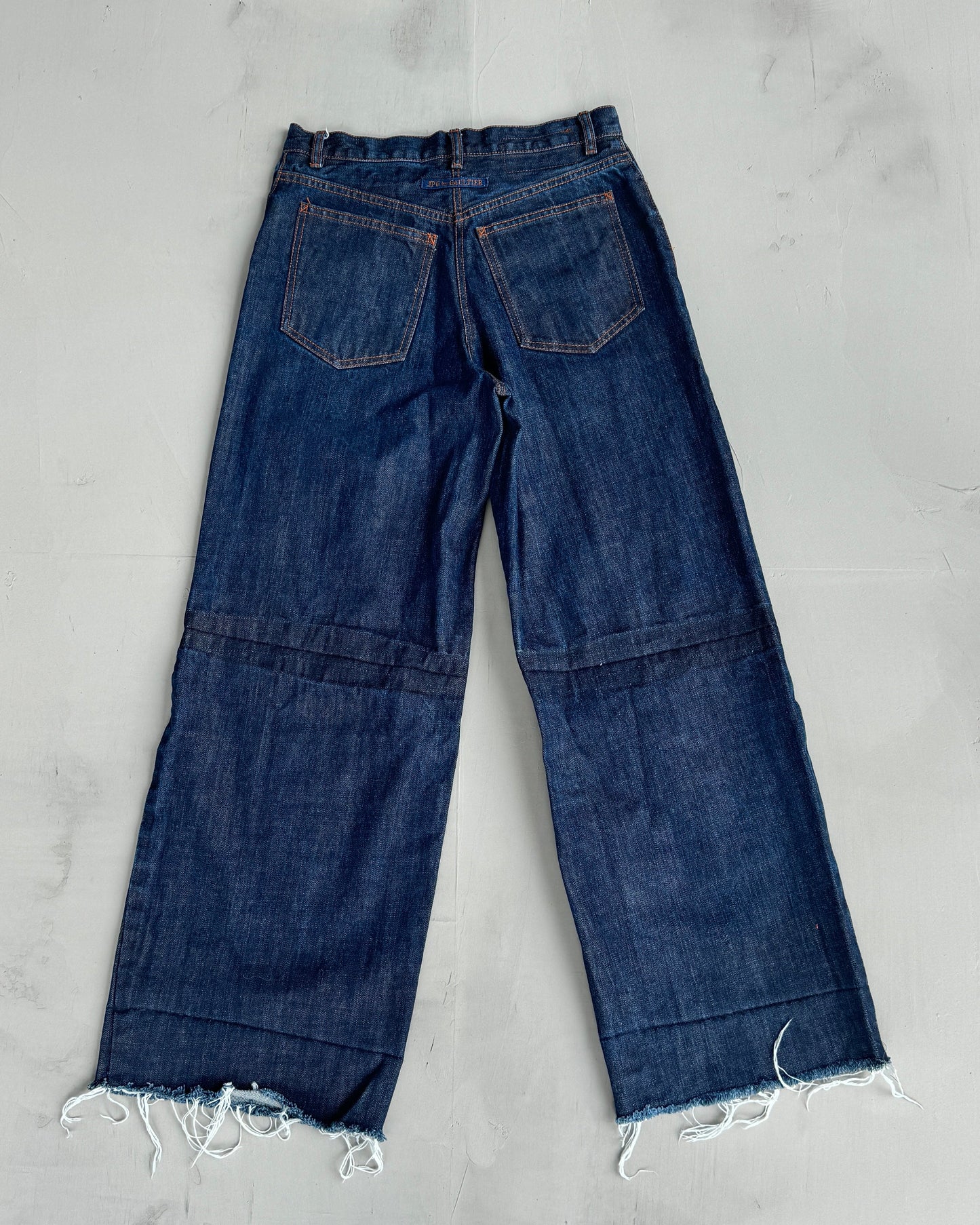 JPG JEANS BY GAULTIER 90'S RAW HEM WIDE LEG JEANS - W26"