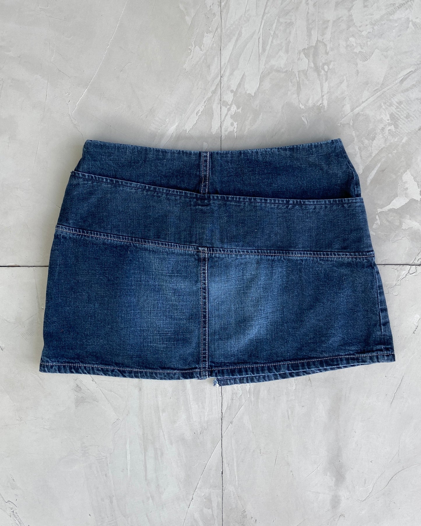 DIESEL 2000'S DENIM BELTED WRAP MINI SKIRT - W28"