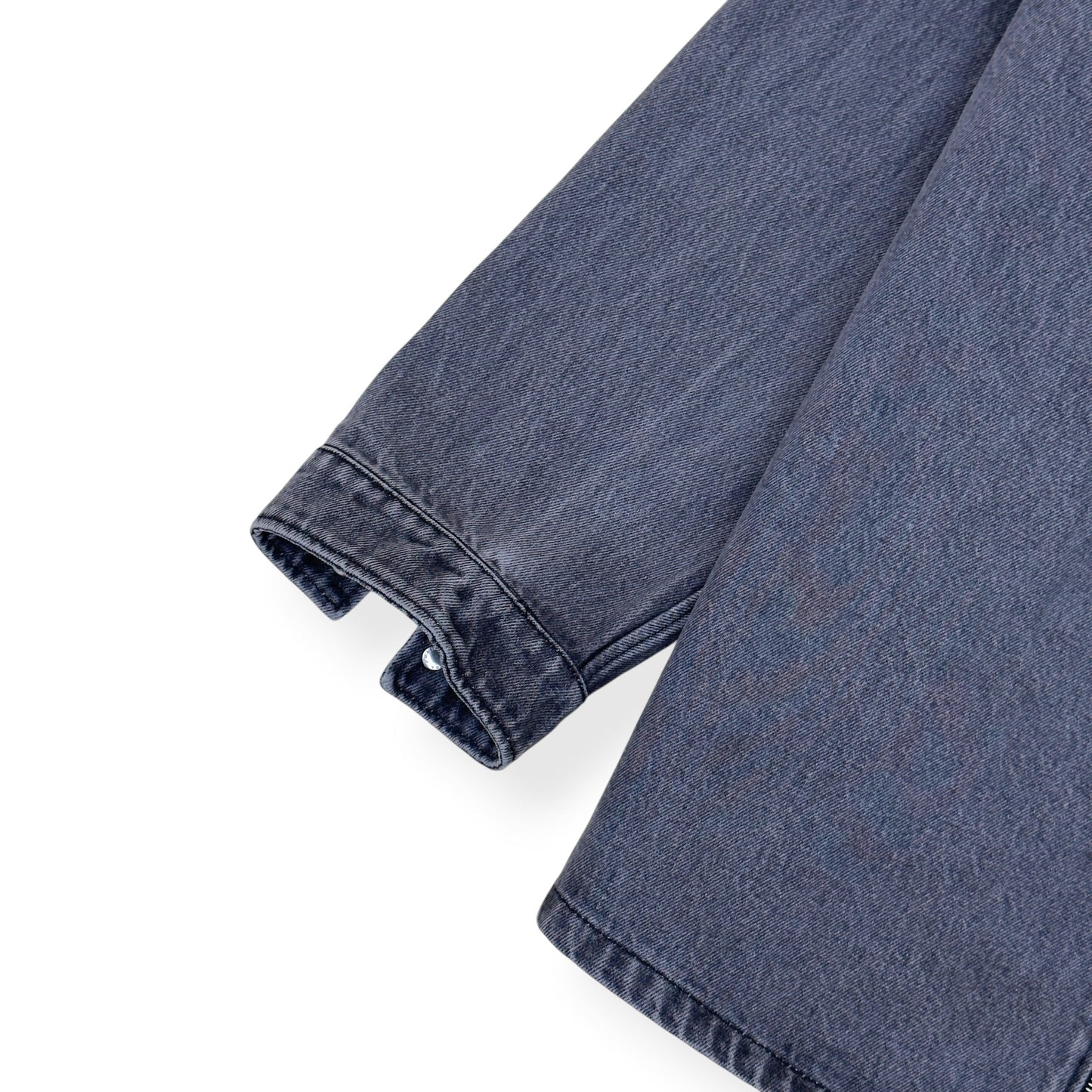 PRADA TRIANGLE LOGO DENIM ZIP OVERSHIRT GREY XXL | XXL, Grey