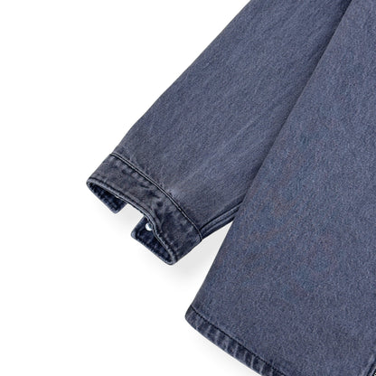 PRADA TRIANGLE LOGO DENIM ZIP OVERSHIRT GREY XXL | XXL, Grey