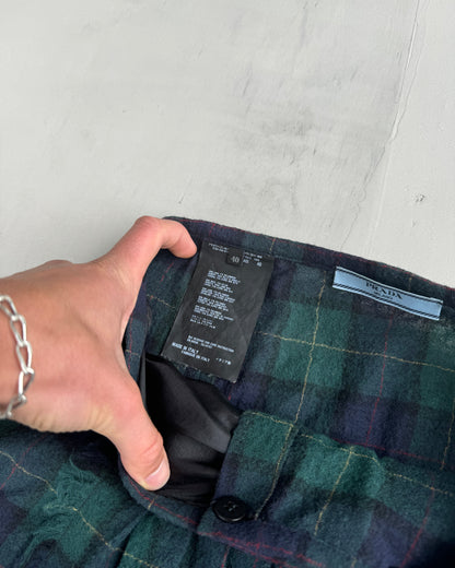 PRADA PLAID WOOL WRAP SKIRT - S/M