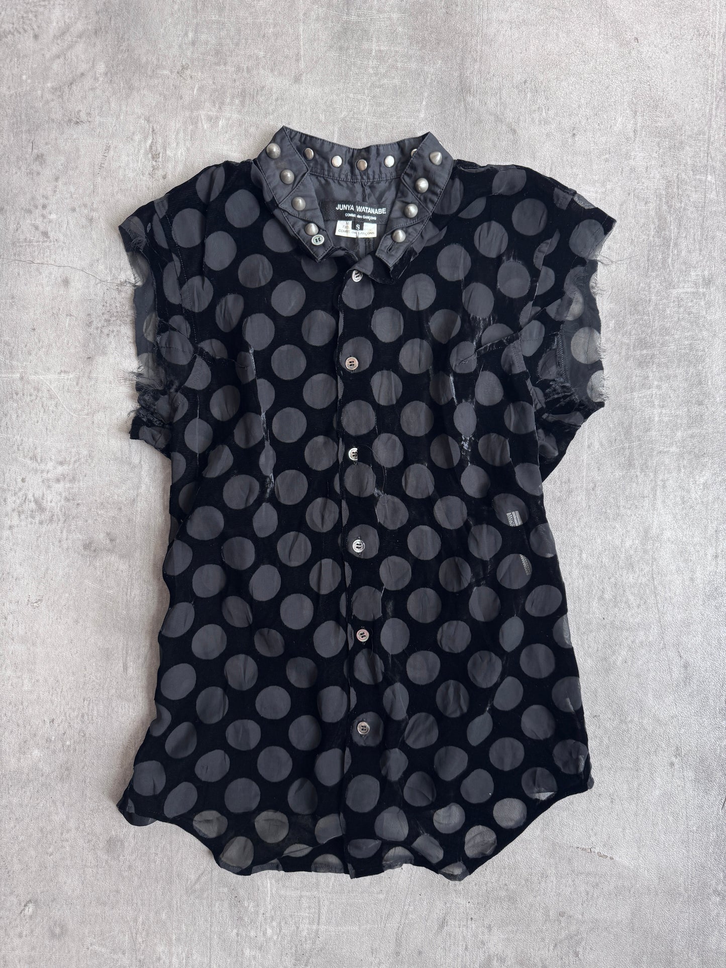 CDG Junya Watanabe Polka Dot Mesh Sleeveless Shirt