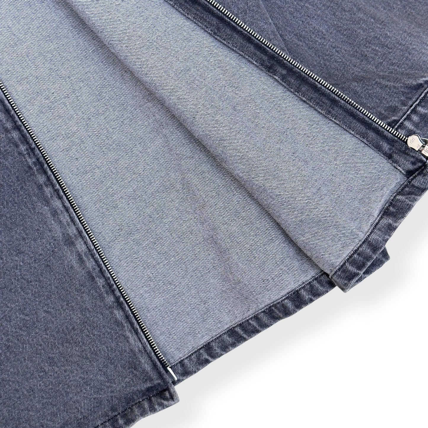PRADA TRIANGLE LOGO DENIM ZIP OVERSHIRT GREY XXL | XXL, Grey