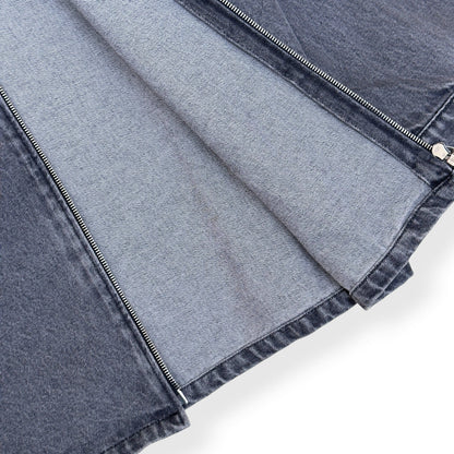 PRADA TRIANGLE LOGO DENIM ZIP OVERSHIRT GREY XXL | XXL, Grey