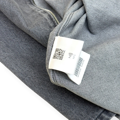 PRADA TRIANGLE LOGO DENIM ZIP OVERSHIRT GREY XXL | XXL, Grey