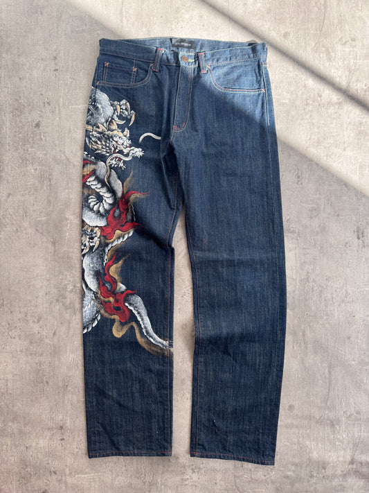 Zen Dragon Painted Dark Wash Jeans