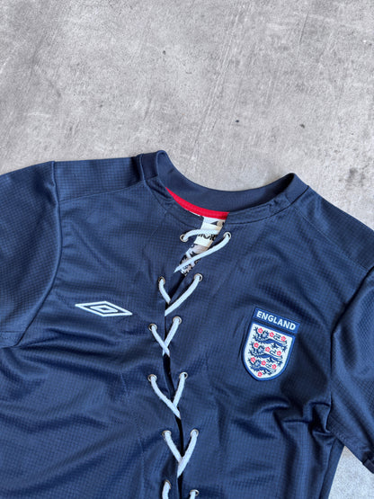 VT Rework: England Navy Asymmetric Lace Front Tee | Extra Small, Multicoloured