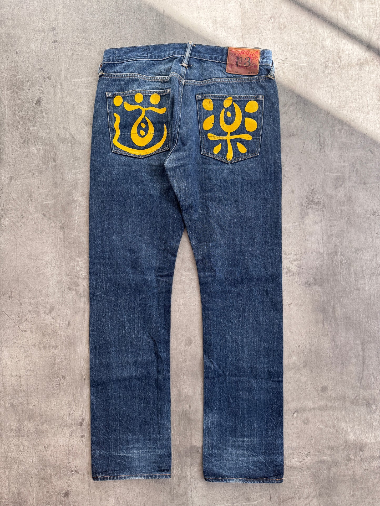 Evisu Lot. 2008 Yellow Graphic Dark Wash Jeans