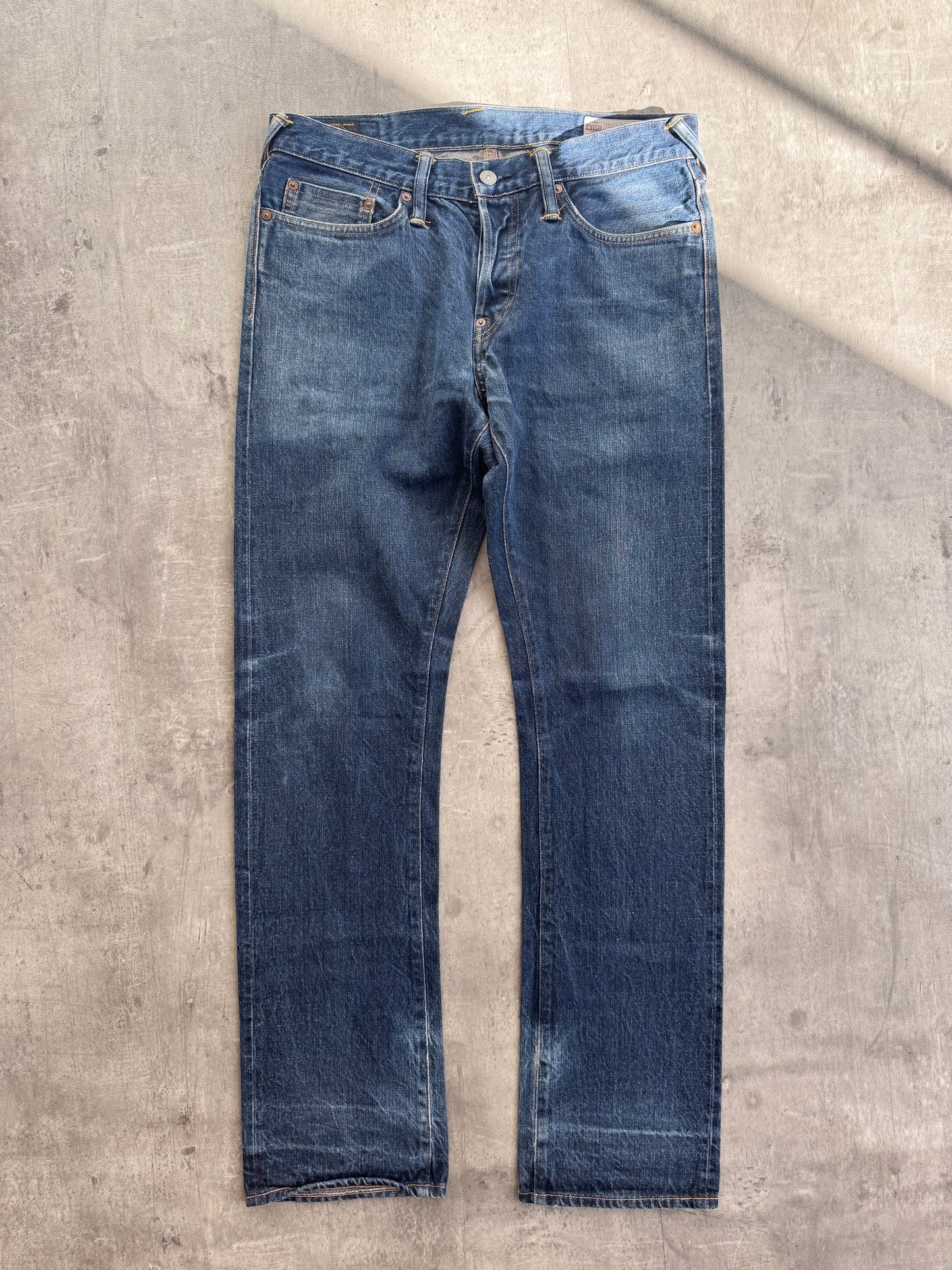 Evisu Lot. 2008 Yellow Graphic Dark Wash Jeans