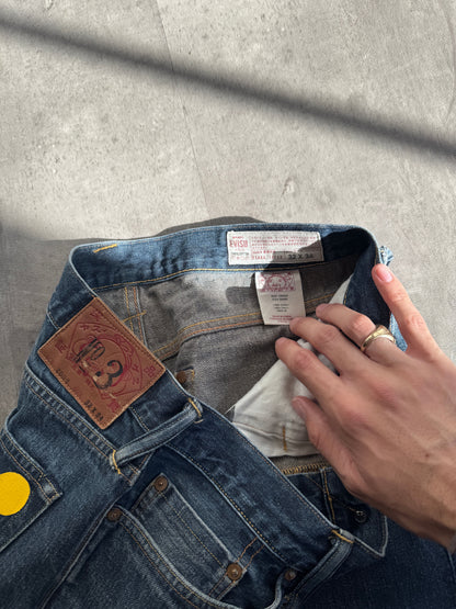 Evisu Lot. 2008 Yellow Graphic Dark Wash Jeans