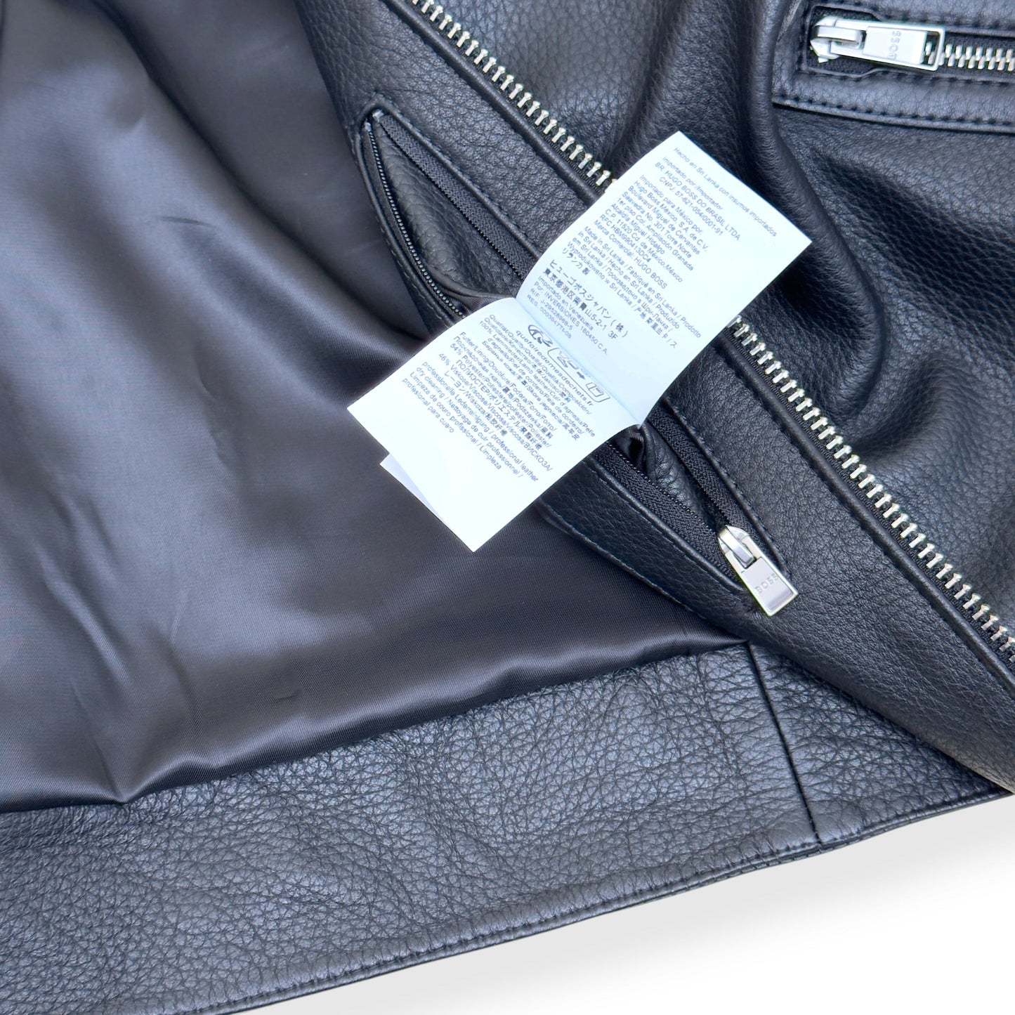 BOSS LEATHER ZIP JACKET NAVY 52 / XL | XL, Navy