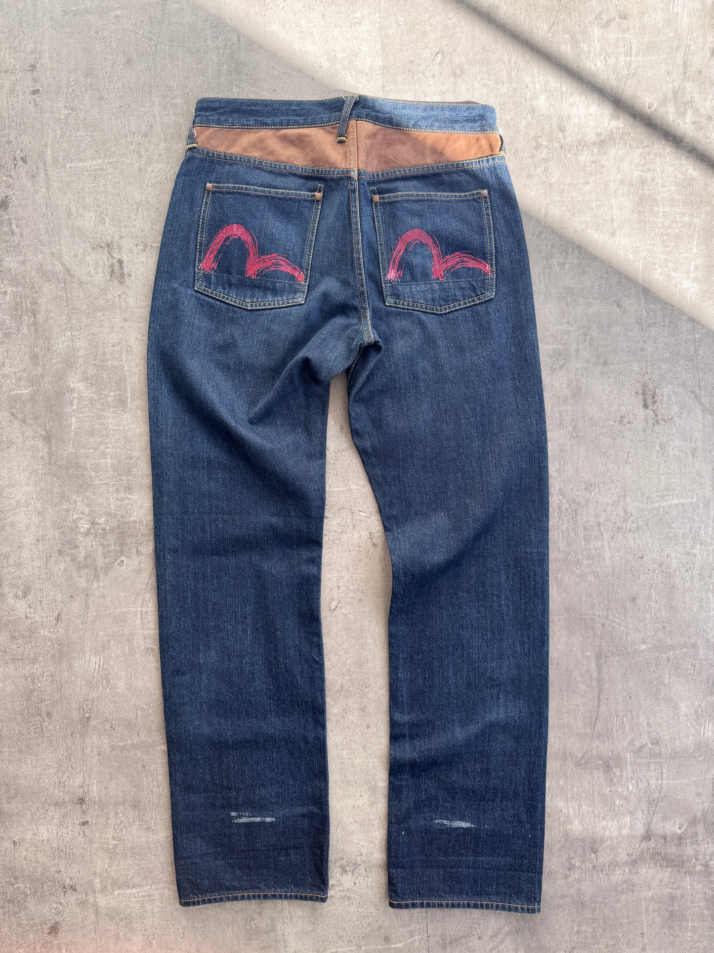 Evisu Paisely Detail Dark Wash Jeans