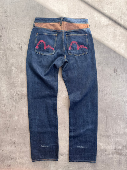 Evisu Paisely Detail Dark Wash Jeans