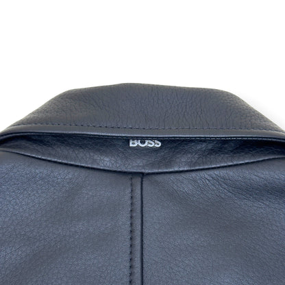 BOSS LEATHER ZIP JACKET NAVY 52 / XL | XL, Navy