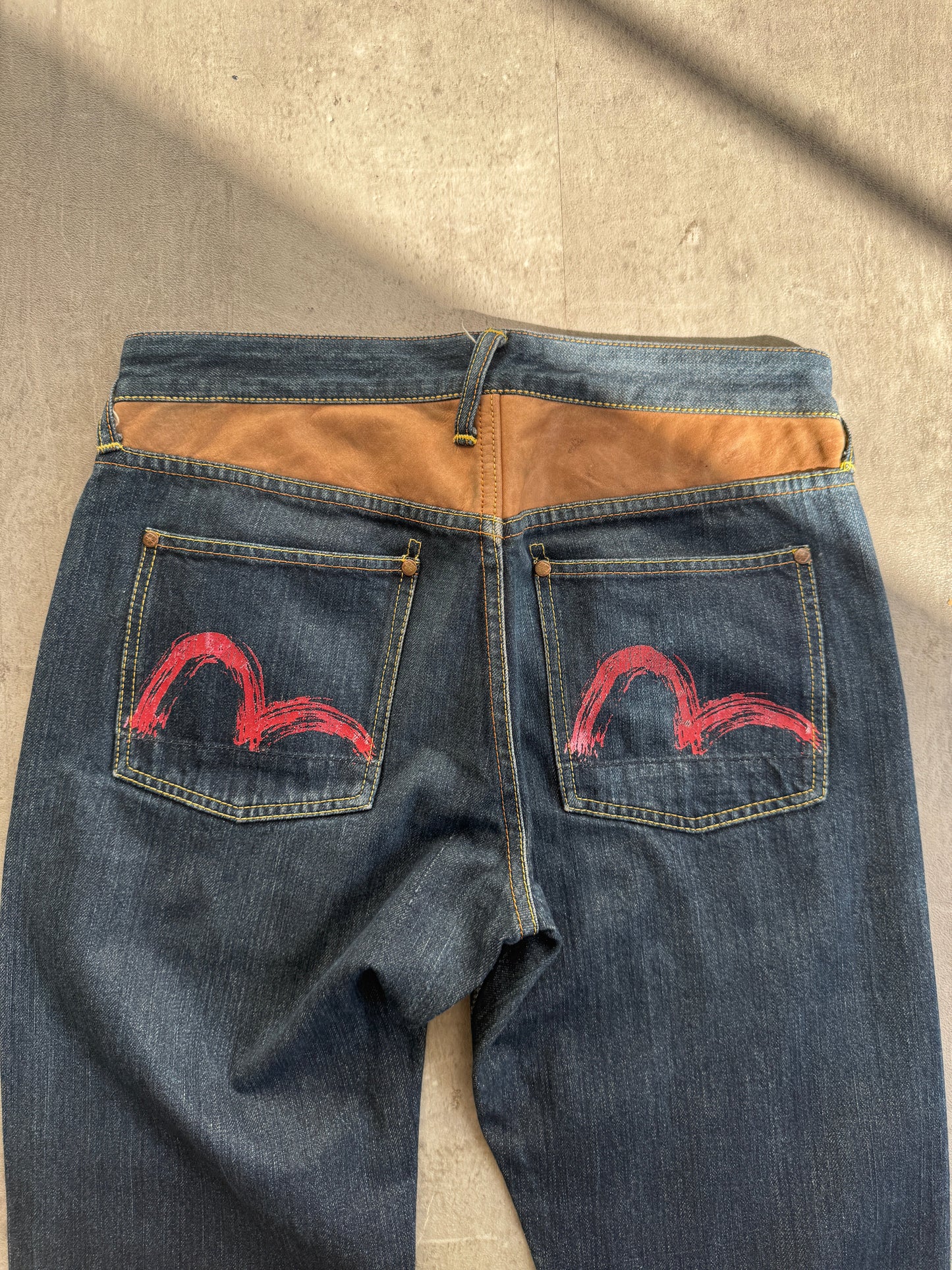 Evisu Paisely Detail Dark Wash Jeans
