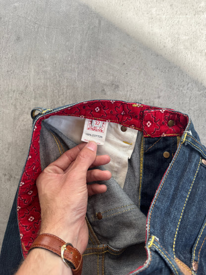 Evisu Paisely Detail Dark Wash Jeans