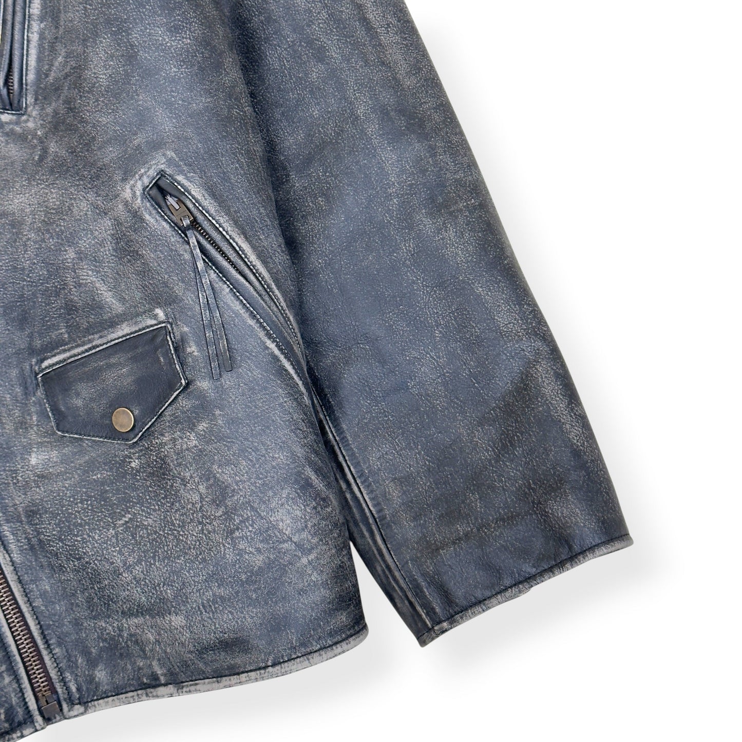 ACNE STUDIOS DISTRESSED LEATHER BIKER JACKET GREY 50 / L | Large, Grey