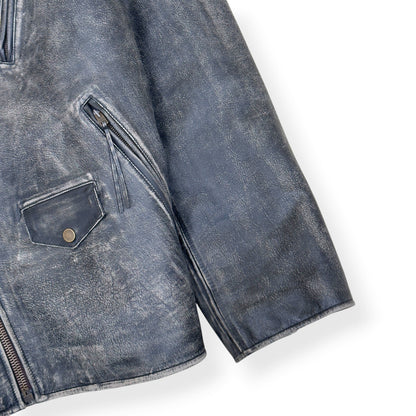 ACNE STUDIOS DISTRESSED LEATHER BIKER JACKET GREY 50 / L | Large, Grey