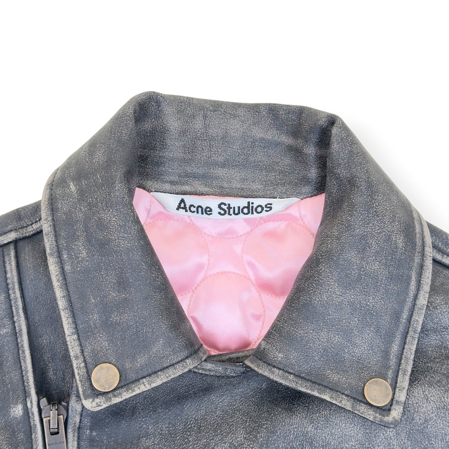 ACNE STUDIOS DISTRESSED LEATHER BIKER JACKET GREY 50 / L | Large, Grey