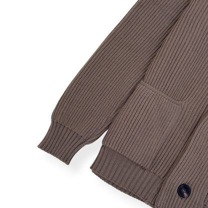 THOM SWEENEY EXTRAFINE MERINO WOOL SHAWL COLLAR CARDIGAN TAUPE L | Large, Taupe
