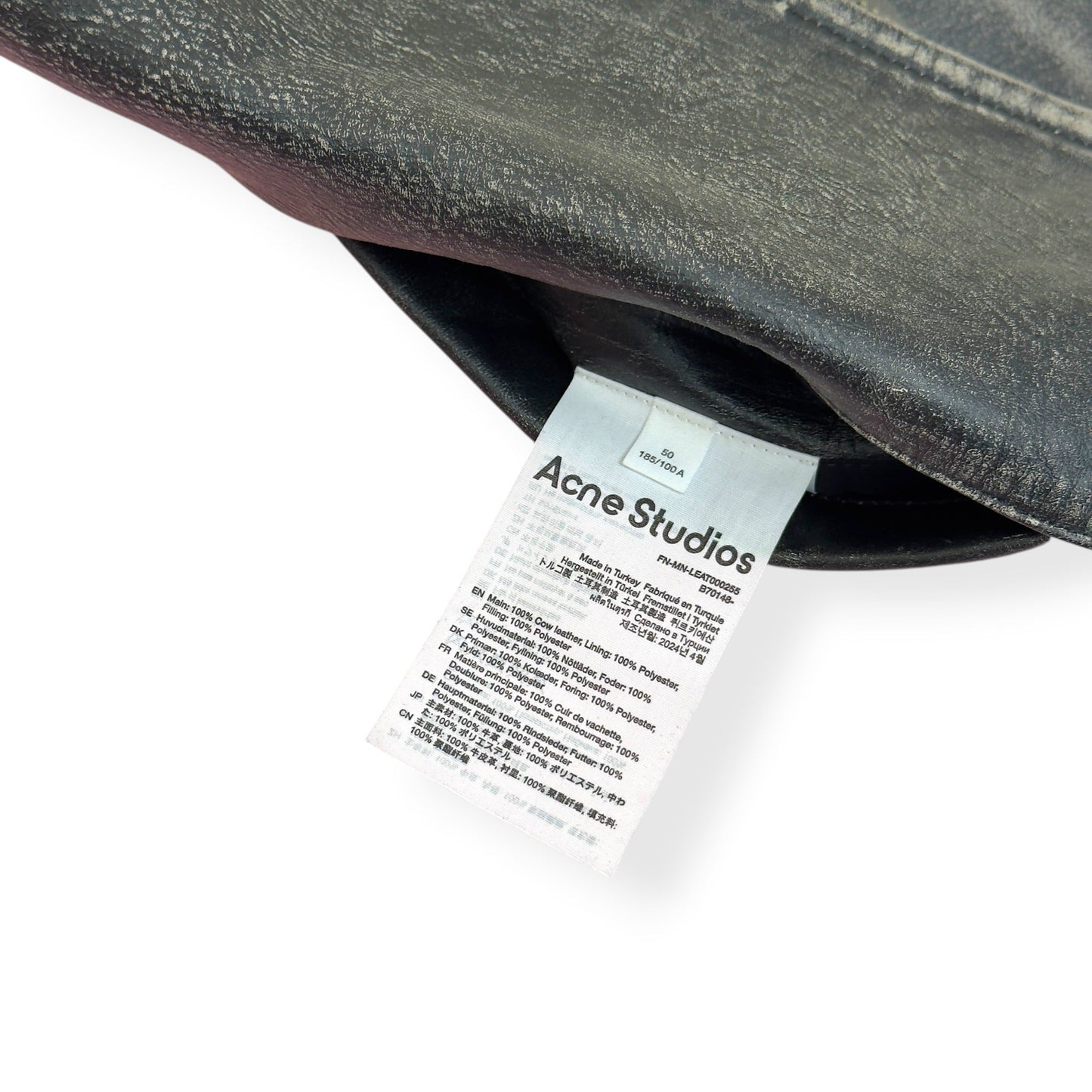ACNE STUDIOS DISTRESSED LEATHER BIKER JACKET GREY 50 / L | Large, Grey