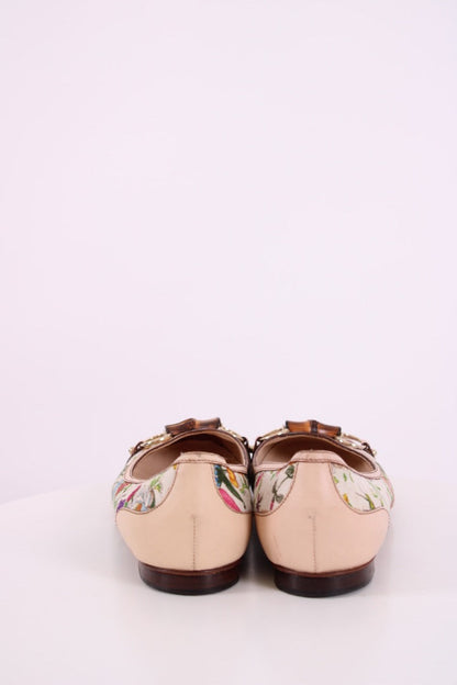 Gucci Floral Print Ballet Flats Cream/ Multi Colured 40 | DEFAULT TITLE, Cream