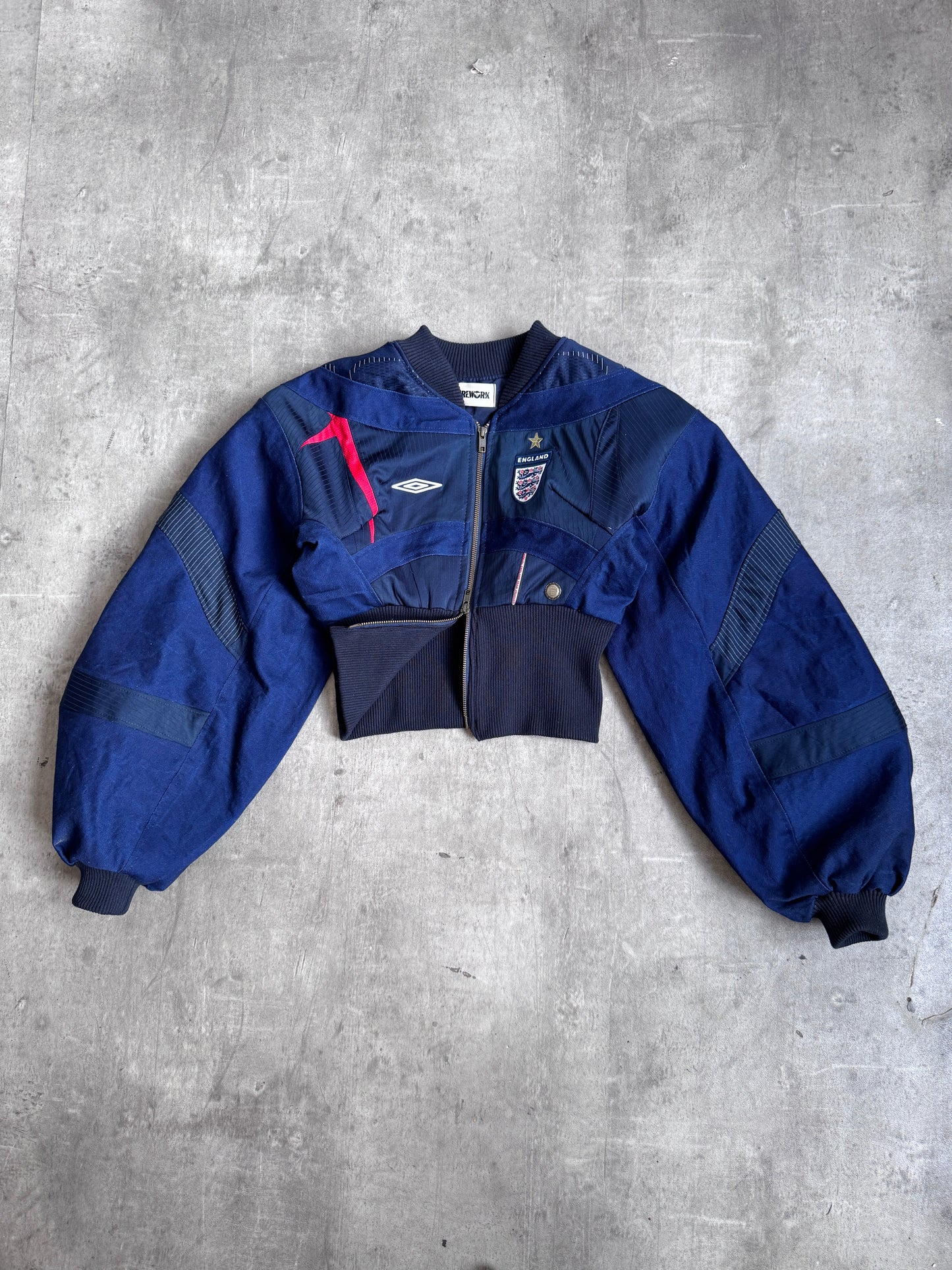 VT Rework: England x Umbro Denim Bomber Jacket | Small, Multicoloured