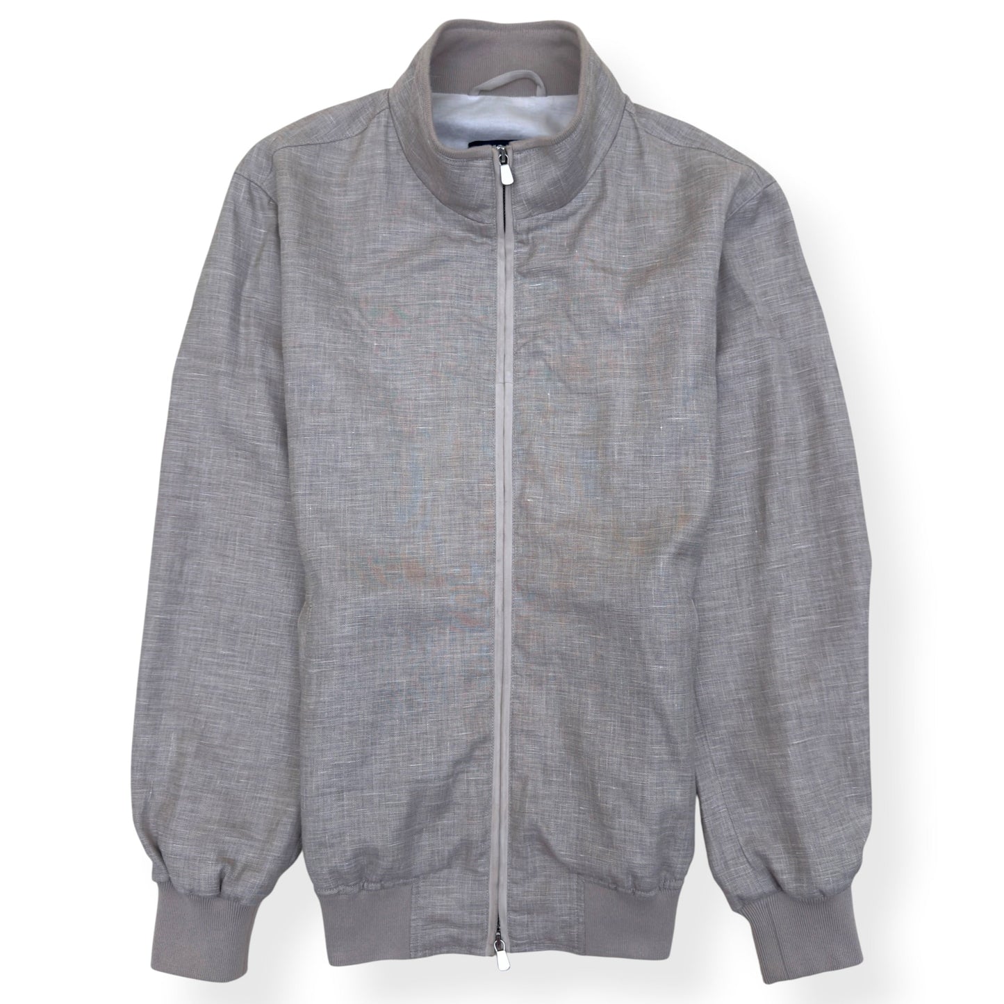 THOM SWEENEY WOOL / LINEN SILK ZIP-UP JACKET GREY 52 / L | Large, Grey