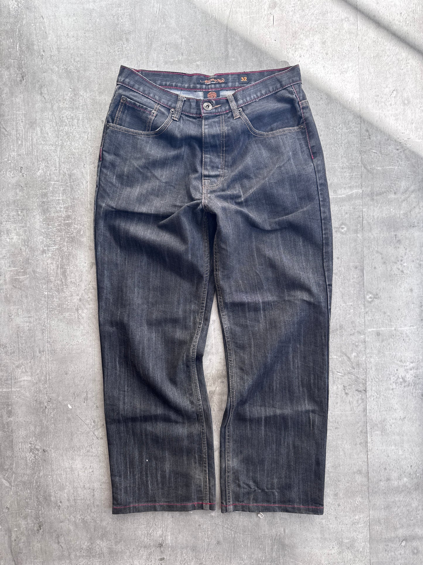 Ed Hardy Embroidered Dark Wash Jeans