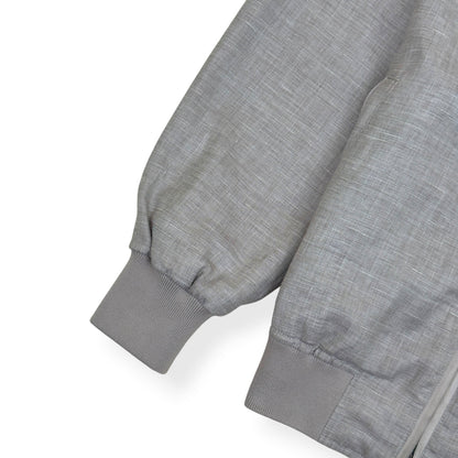 THOM SWEENEY WOOL / LINEN SILK ZIP-UP JACKET GREY 52 / L | Large, Grey