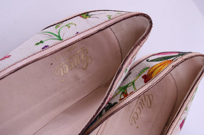 Gucci Floral Print Ballet Flats Cream/ Multi Colured 40 | DEFAULT TITLE, Cream