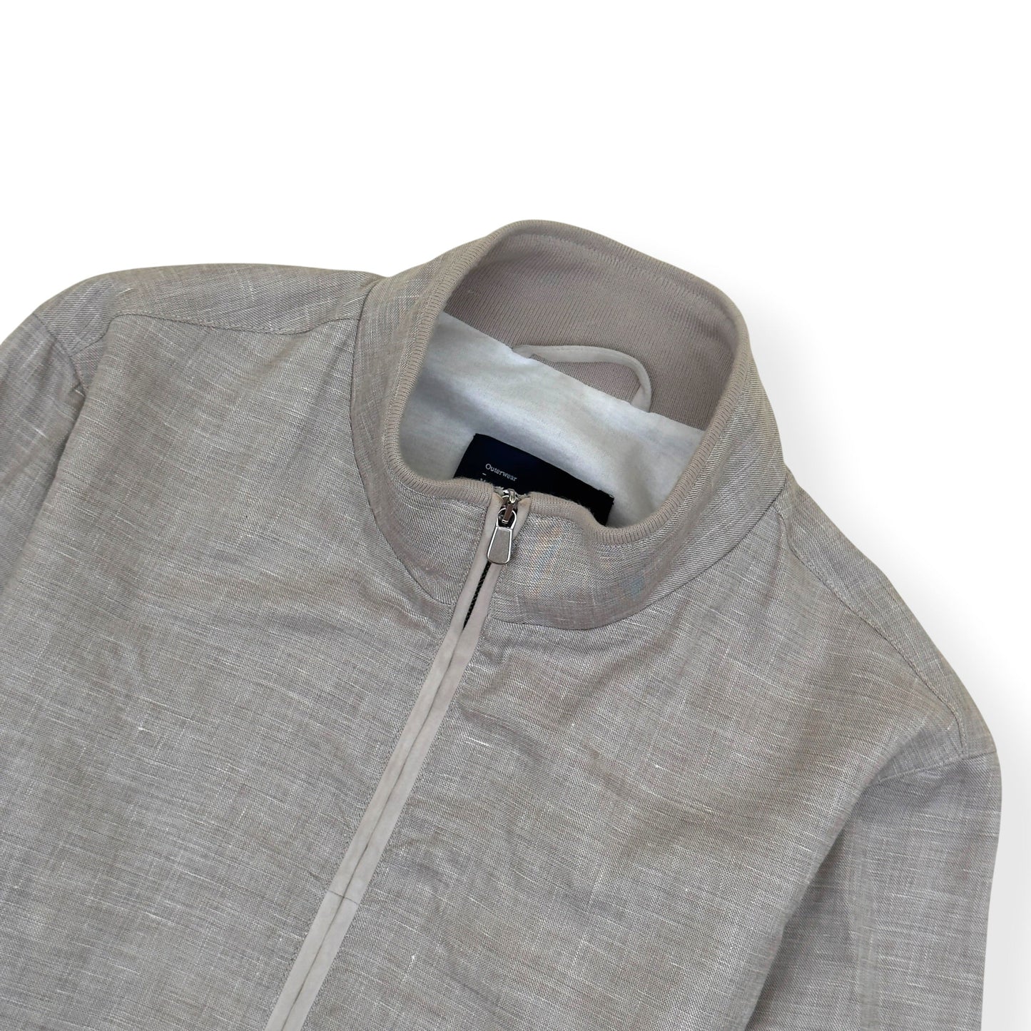 THOM SWEENEY WOOL / LINEN SILK ZIP-UP JACKET GREY 52 / L | Large, Grey