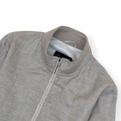 THOM SWEENEY WOOL / LINEN SILK ZIP-UP JACKET GREY 52 / L | Large, Grey