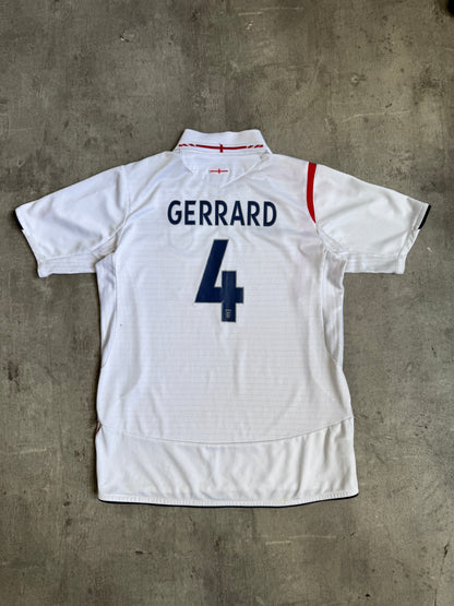 2005-07 England x Umbro '4' Gerrard Home Football Tee | Small, Multicoloured