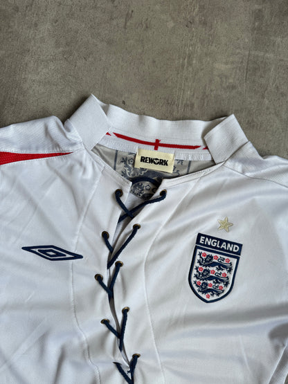 VT Rework: England White Asymmetric Lace Front Tee | Medium, Multicoloured