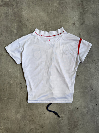 VT Rework: England White Asymmetric Lace Front Tee | Medium, Multicoloured