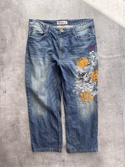Vintage J950 Crane Embroidered Jeans