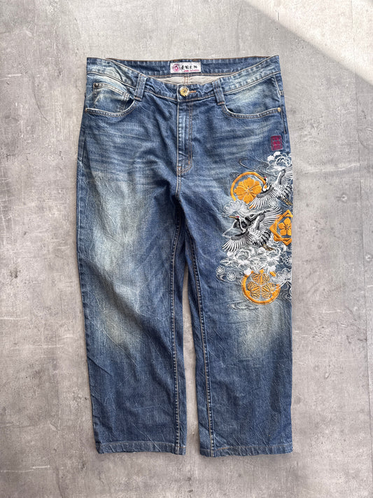 Vintage J950 Crane Embroidered Jeans