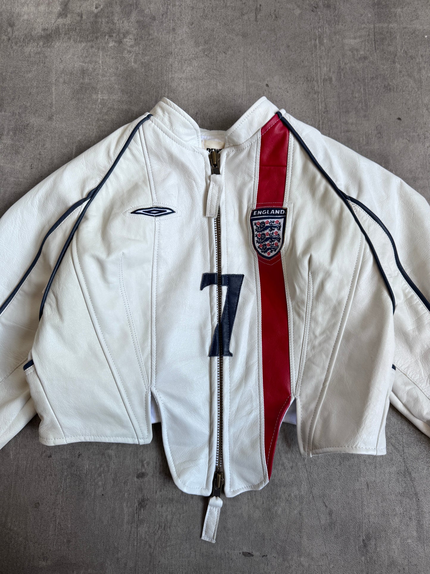 VT Rework: England "7" Leather Football Jacket | Extra Small, Multicoloured