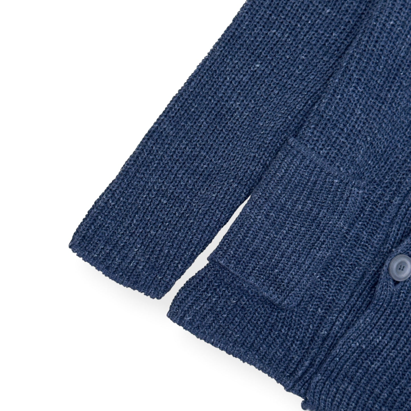 THOM SWEENEY LINEN SHAWL COLLAR RIBBED CARDIGAN BLUE M | Medium, Blue