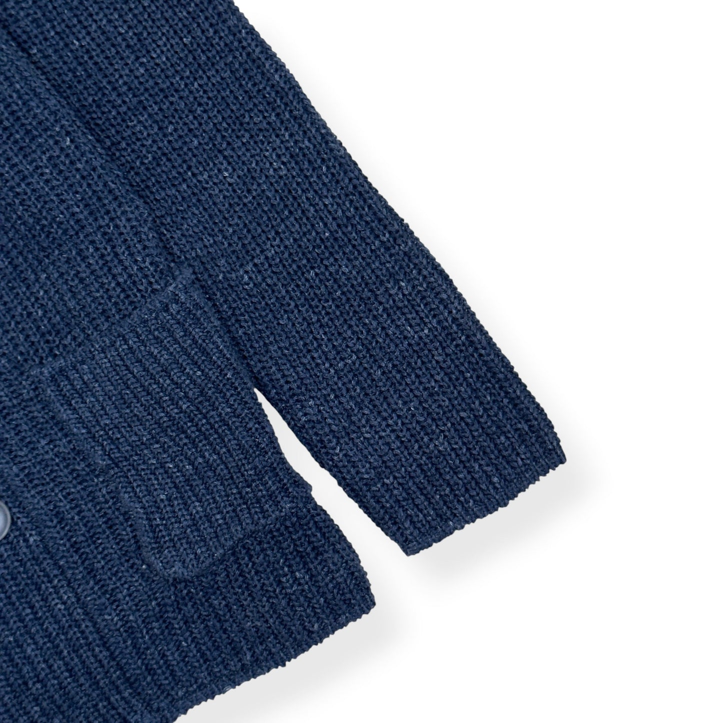 THOM SWEENEY LINEN SHAWL COLLAR RIBBED CARDIGAN BLUE M | Medium, Blue