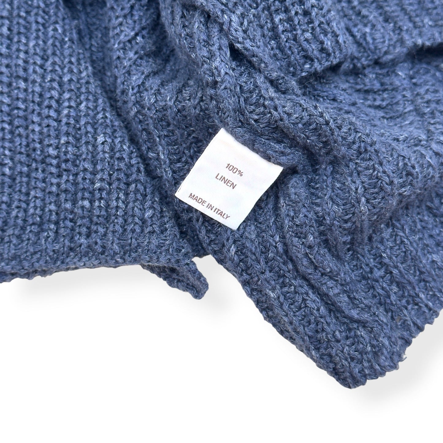 THOM SWEENEY LINEN SHAWL COLLAR RIBBED CARDIGAN BLUE M | Medium, Blue