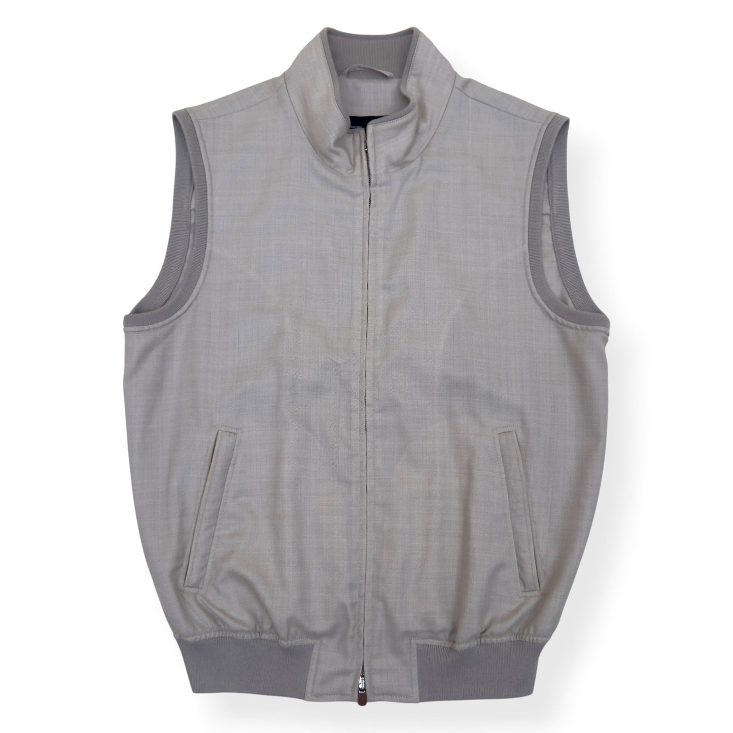 THOM SWEENEY WOOL ZIP-UP GILET STONE 50 / M | Medium, Stone