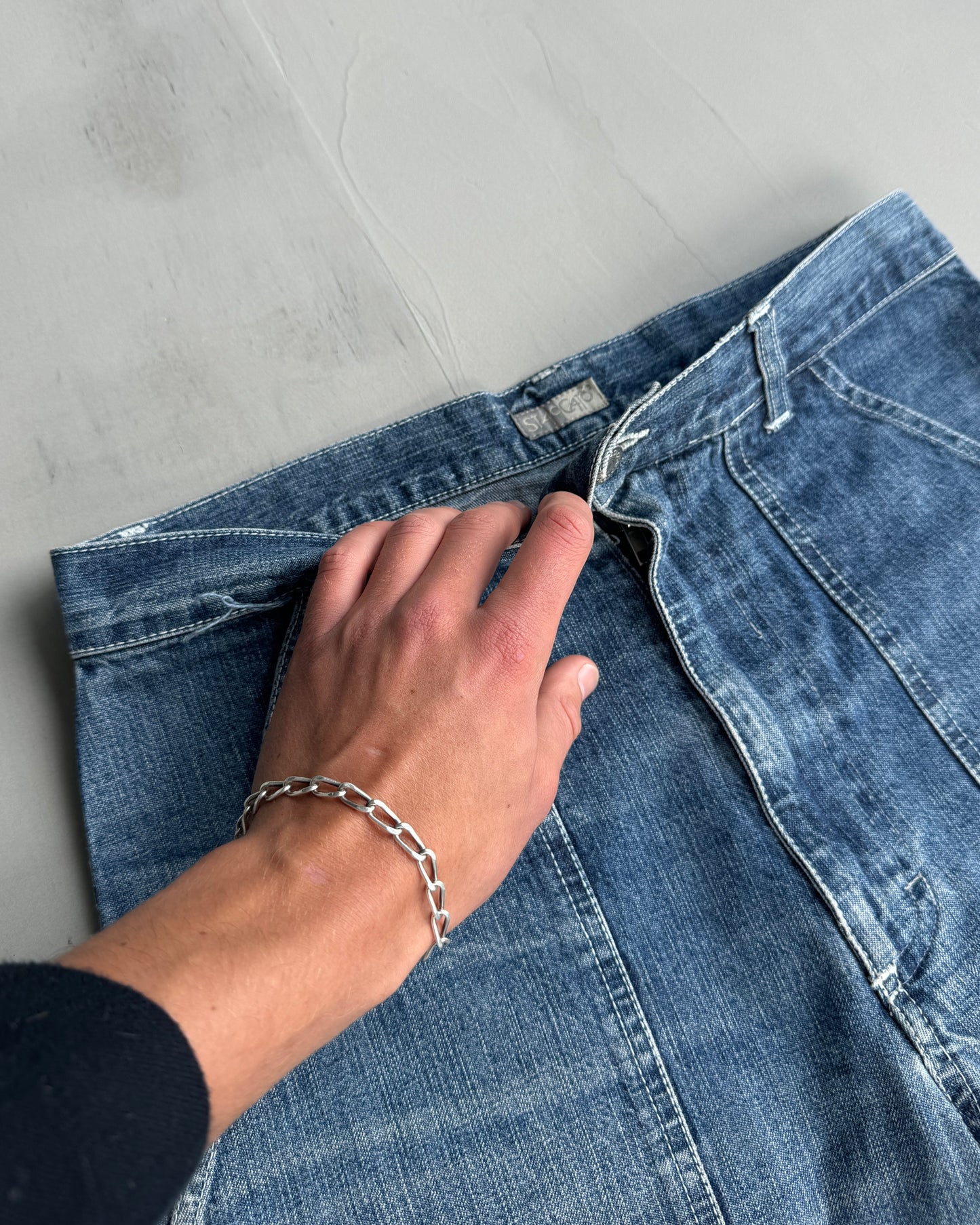 90'S STACCATO WIDE LEG DISTRESSED JEANS